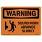 Signmission Safety Sign, OSHA WARNING, 18" Height, Rigid Plastic, Sound Horn Advance Slowly, Landscape OS-WS-P-1824-L-12405 - alternate 1